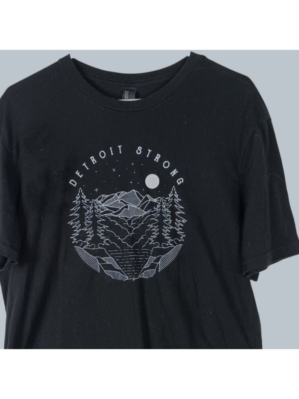 Detroit Strong Mountain Graphic T Shirt Mens Large Black Gorpcore Outdoor
